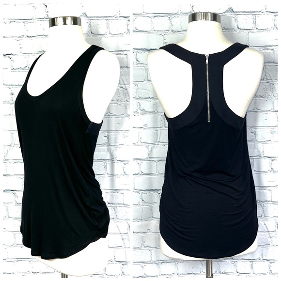 Trouve Tops - 🔥2/$10 |•TROUVÉ•| Black Zip Up Racerback Scoop Neck Tank Top Size Small